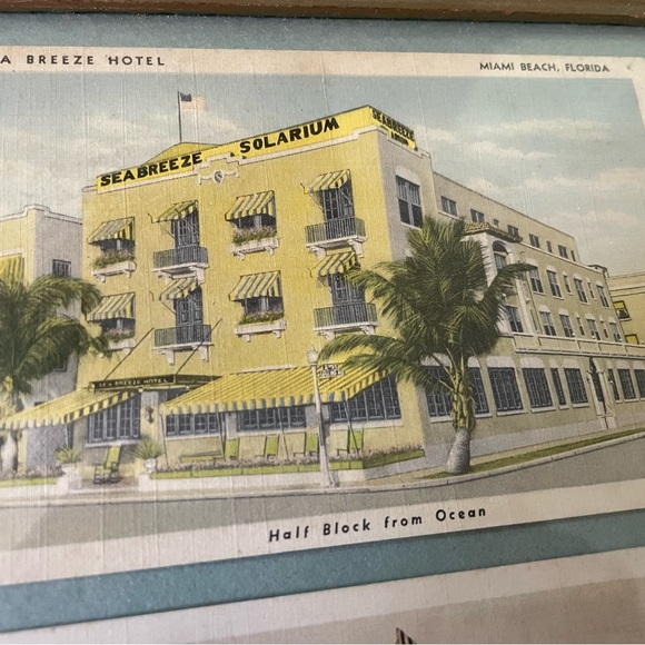 Vtg 🌴 MIAMI HOTELS Framed Post Cards 🌴 - Picture 3 of 5